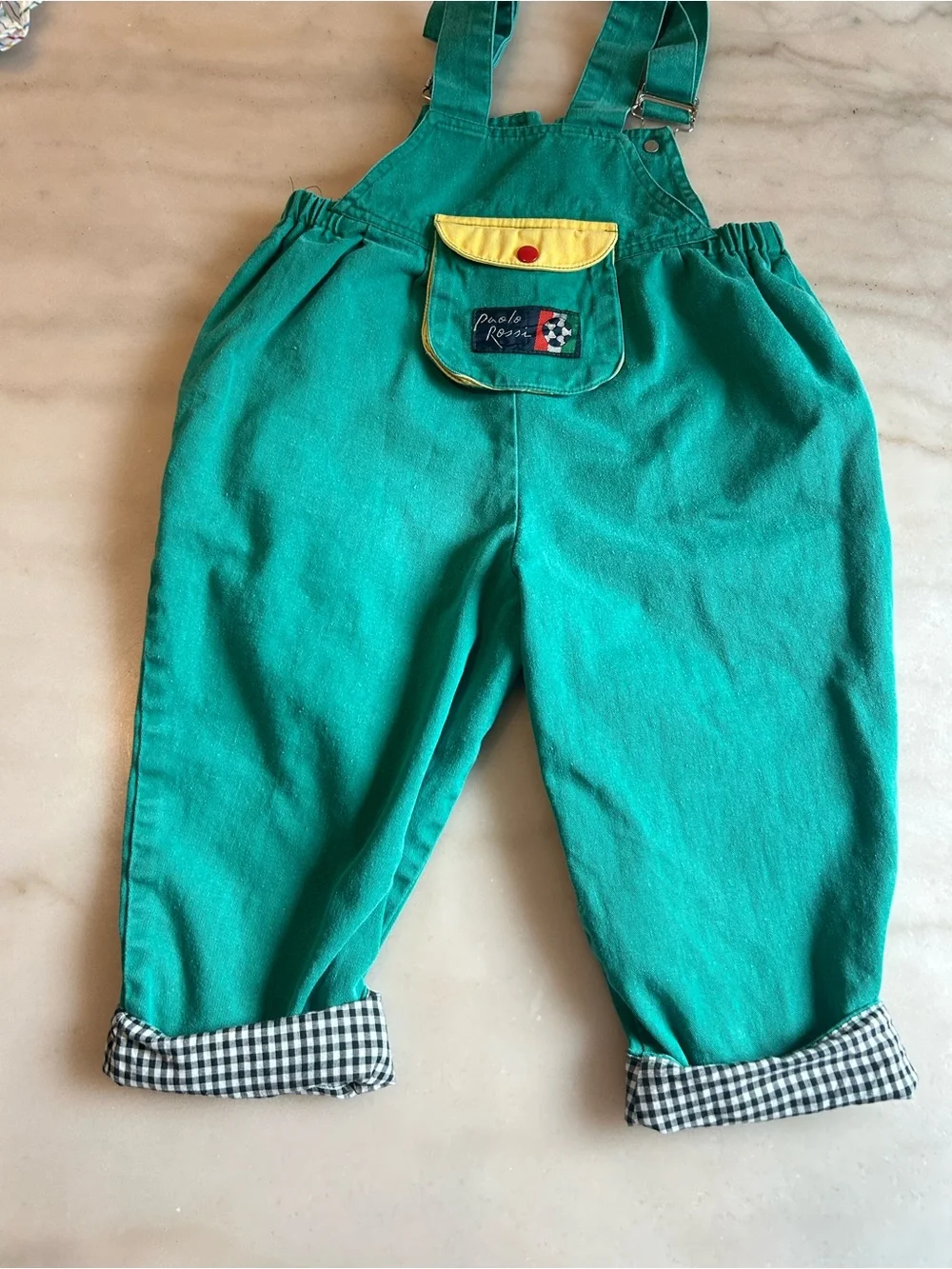 Kids Green Number Patch Overalls